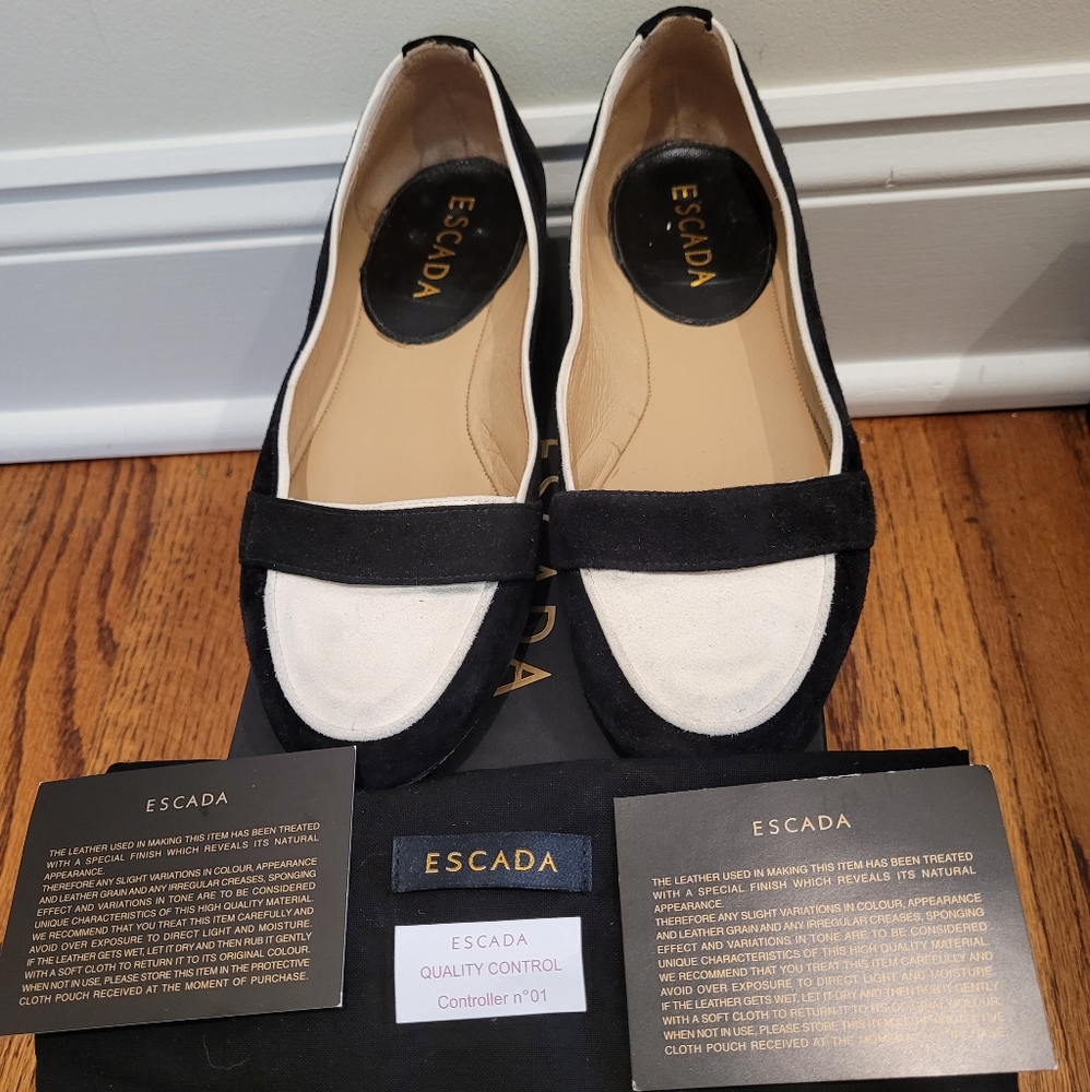 100% Authentic Escada Suede Flats - Runs big